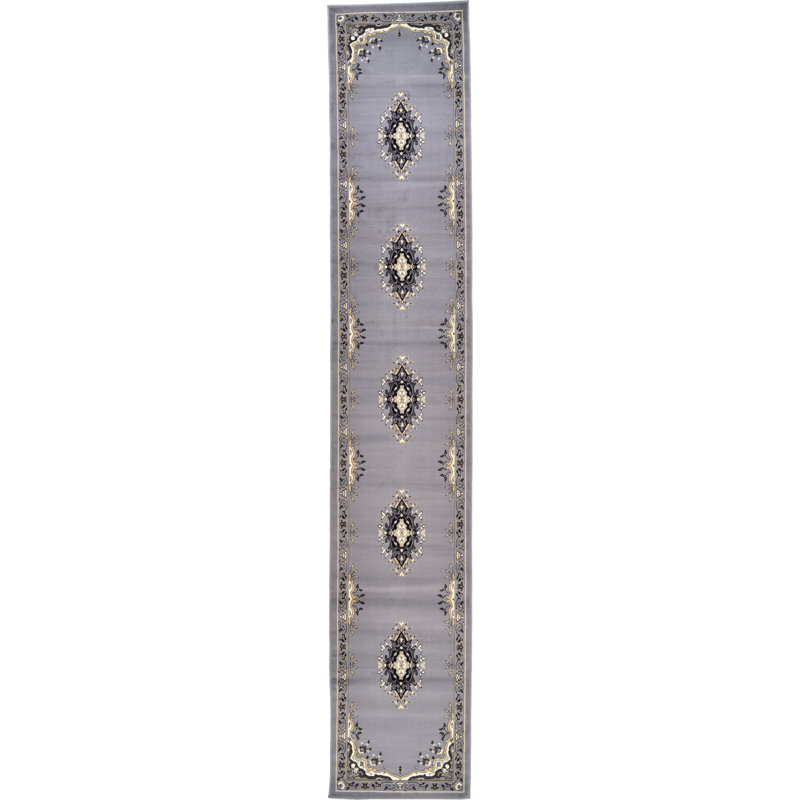 Tapis oriental noir Balthrop, Grey, Runner 2'11" x 16'5"