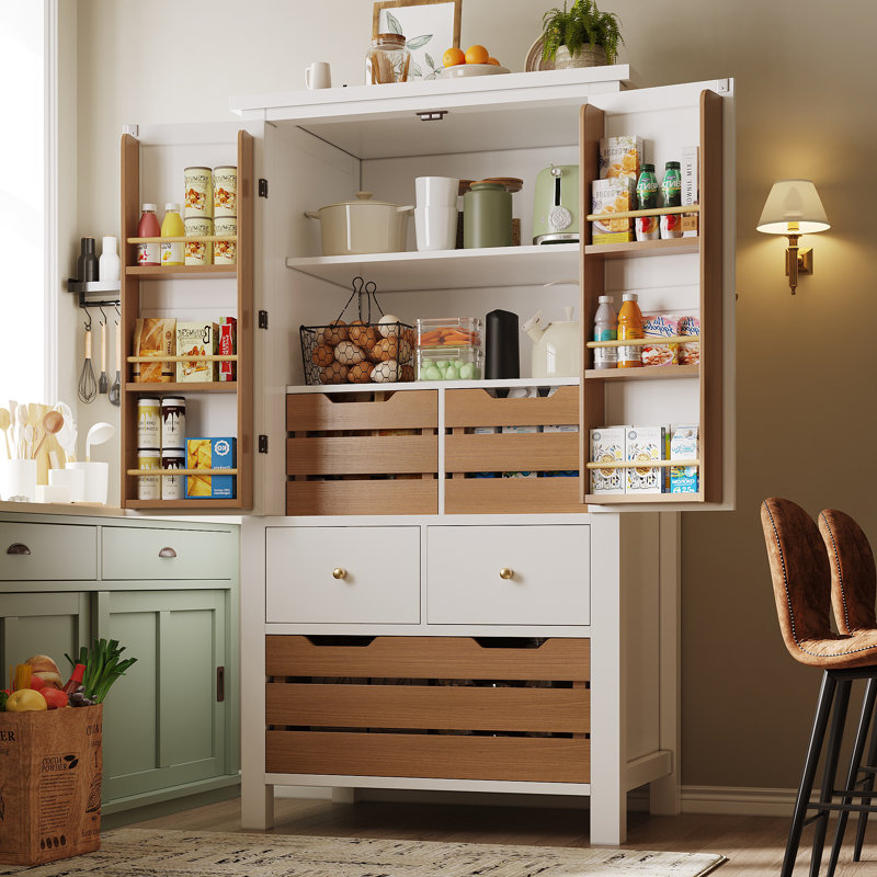 140cm Kitchen Pantry, White
