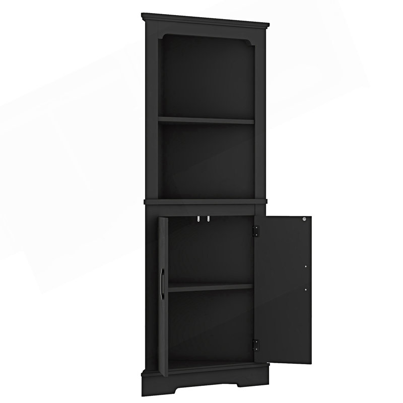 Armoire décorative, armoire d'angle haute avec portes, Noir