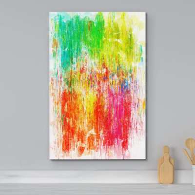 Abstract Colorful Strokes " Dripping Rainbow Paint Strokes Abstract Shapes Illustrations Modern Art Colorful Decor "