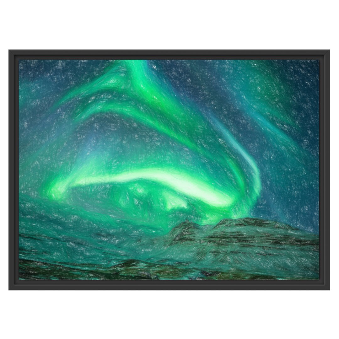 Gerahmtes Wandbild Nordlichter über Island