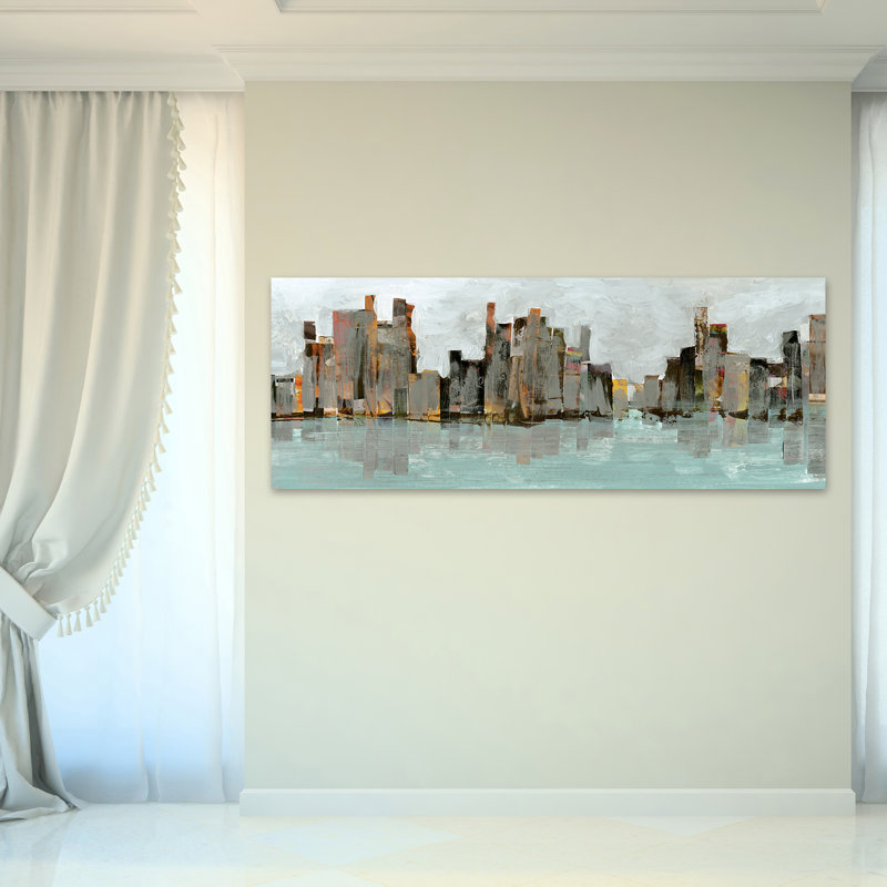 «Second City Abstract Chicago Skyline», impression sans cadre sur verre