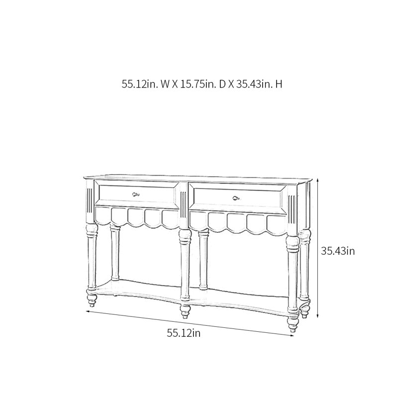Console moderne minimaliste moderne, H 35,43 po x l 55,12 po x P 15,75 po, Noir, noir, noir, noir