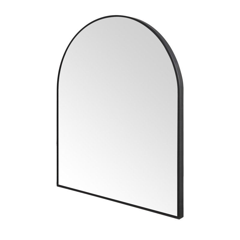 Black Metal Framed Arched Wall Mirror Bathroom/Vanity Mirror, 36" H x 30" W