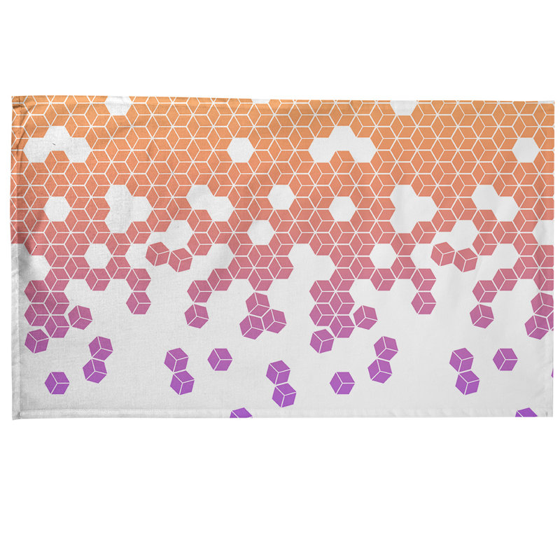 Tea Towel Kitchen Towel, Poly Twill, Orange/White
