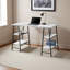 Excel White Finish 4-Shleves Computer Desk with Black Metal Leg, 29.75" H X 47.01" W X 23.55" D