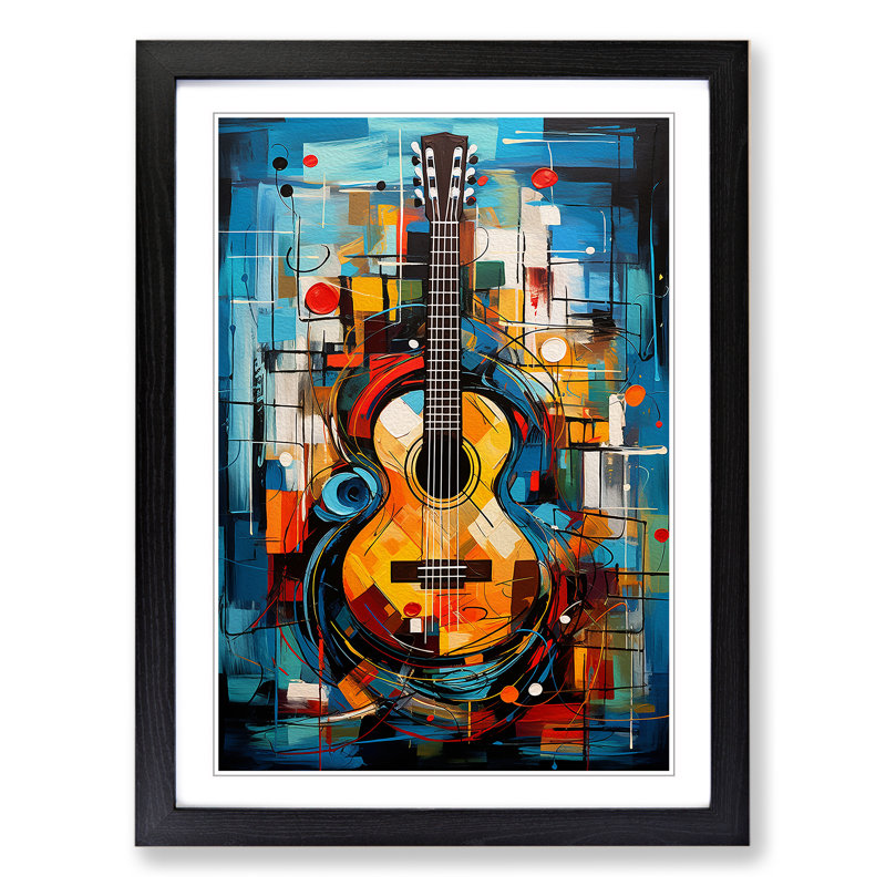 Acoustic Guitar Expressionism - Framed Print, 34cm H x 25cm W x 2cm D, Black