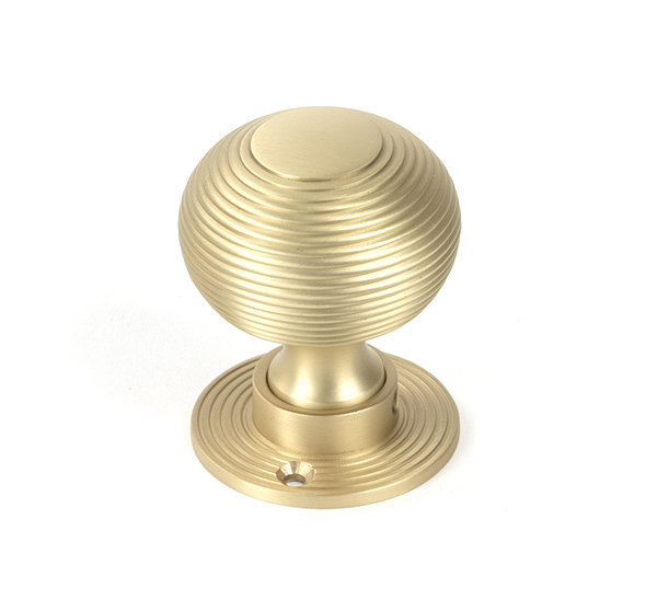 Beehive Interior Mortise Knob Set, Satin Brass