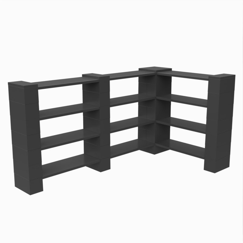 4 Level Double Corner Shelving, Dark Gray