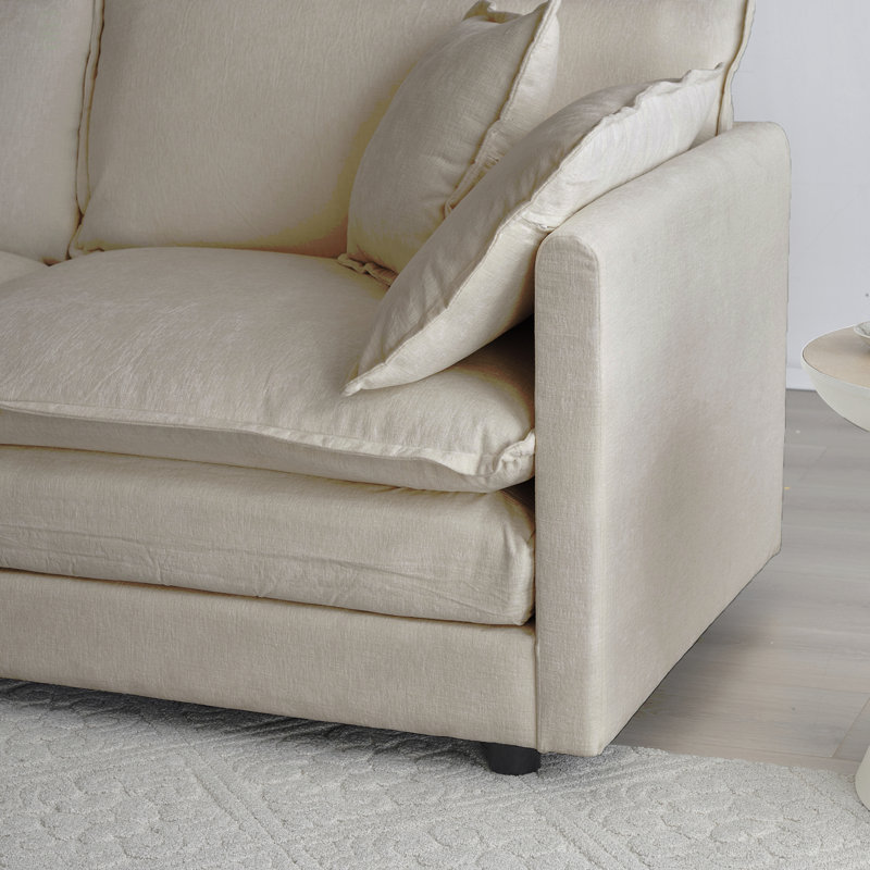 Canapé Comfort U, Chenille beige, H 33 po x l 146,5 po x P 35 po
