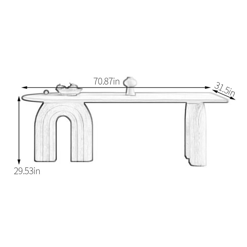 Modern solid wood dining table, 29.53"H x 70.87"L x 31.5"W