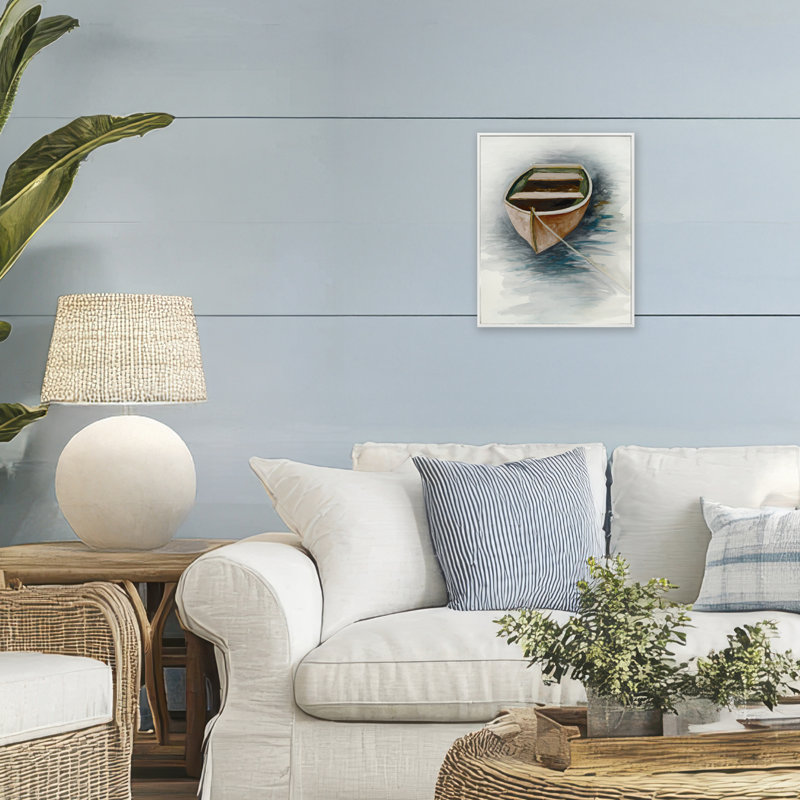 Giclée encadrée par Sunset Drift Boat, conception de Jacob Q, H 14 po x l 11 po, Estampe numérique encadrée blanc bord de mer