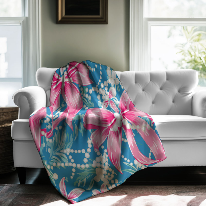 Bow and Pearl Art - 1 pièce Sherpa Premium, Lit simple