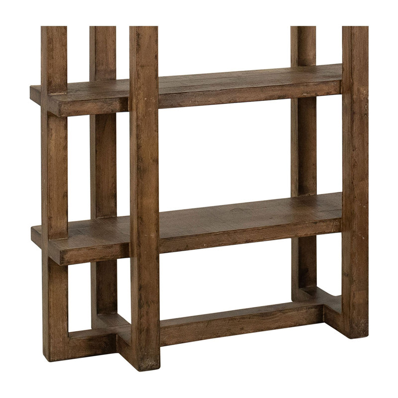 94" H x 44" W Solid Wood Etagere Bookcase, Medium Brown