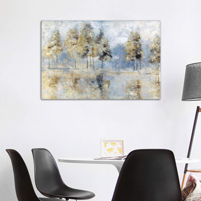 Blue Golden Forest by Sally Swatland - Wrapped Canvas Print