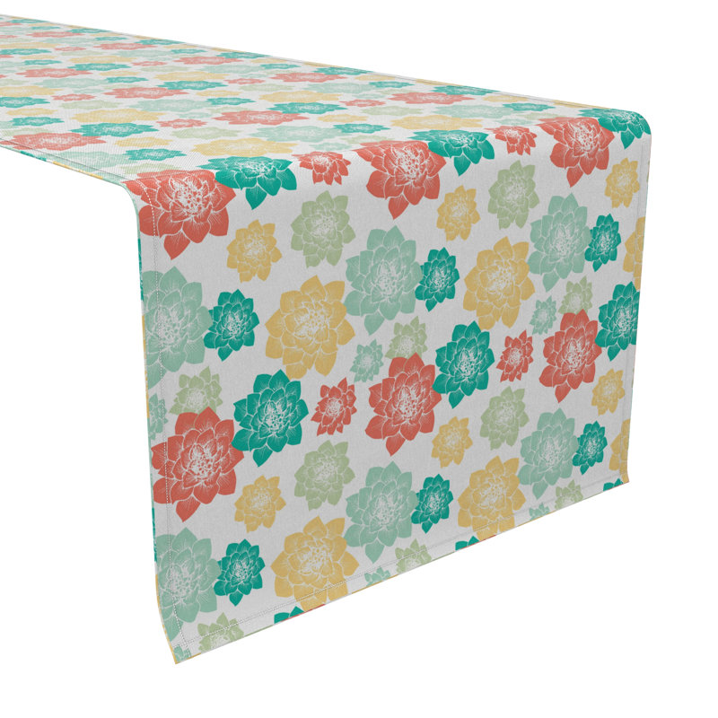 Rectangular Floral Cotton Table Runner