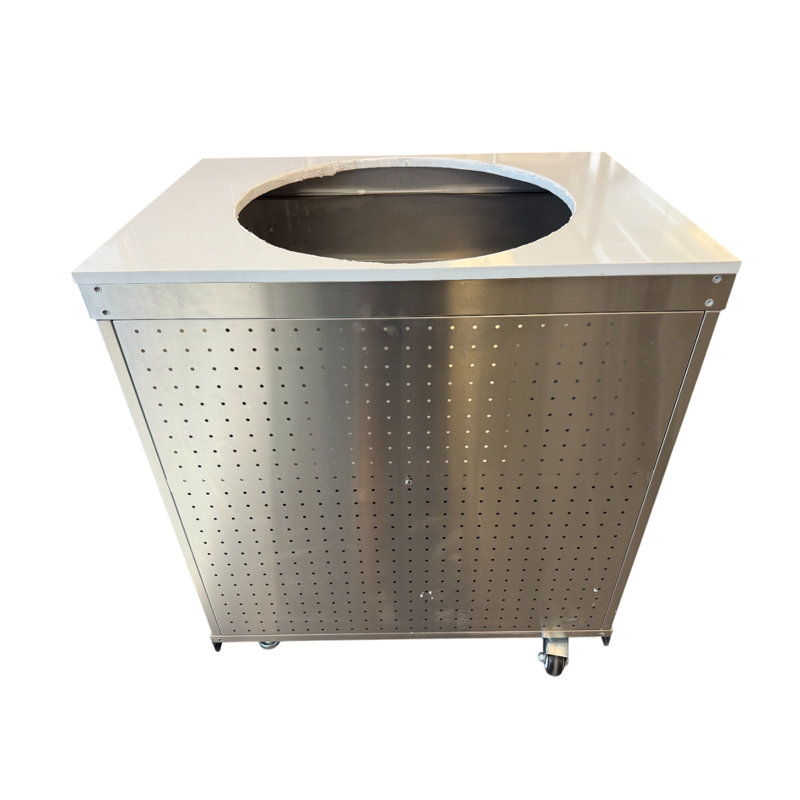 Mont Alpi Makm-18 Heavy Duty Stainless Steel Universal Kamado Charcoal Smoker Grill Module + Storage Cabinets & Granite Countertops - For 18" Big Green Egg, Kamado Joe Classic, Akorn, Pit Boss Models