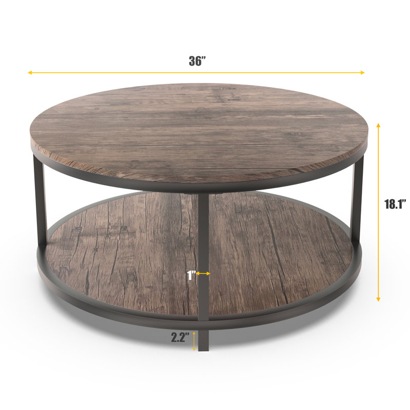Kensei Nesting Coffee Table, 18" H x 36" W x 36" L, Brown Wood