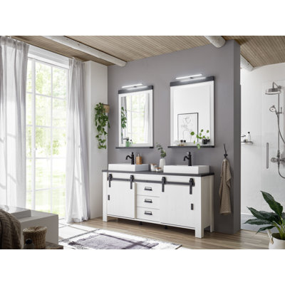 Jackeline 1640mm Free Standing Double Bathroom Vanity with Solid + Manufactured Wood Top