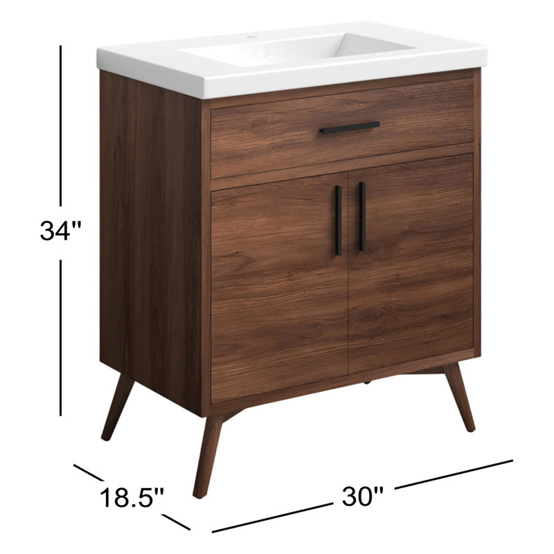 Ensemble de meuble-lavabo simple 30 po Binford, Noyer / noir mat