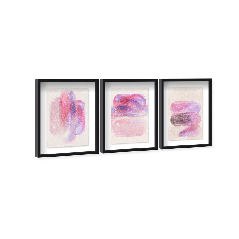 Rose Topaz Set Set by Oliver Gal, 46.5"H x 31.5"W, Black Shadowbox
