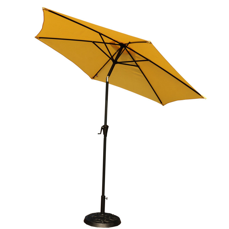 Parasol de patio jaune 8,8 pi, aluminium rouille, base 33 lb, fonction d'angle réglable