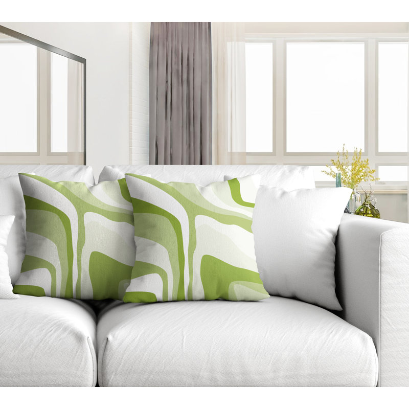 Coussin décoratif carré intérieur / extérieur Clickett, L 17 po x H 17 po, Chartreuse