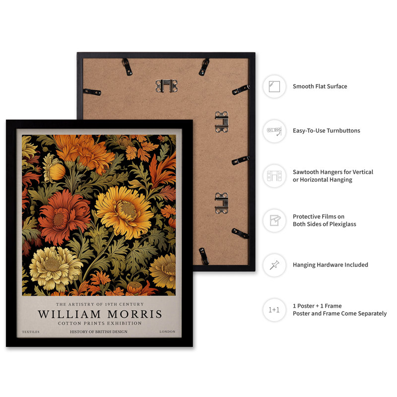 William Morris - Fleurs en fleurs, 18"H x 24"W, Poster, Black Framed
