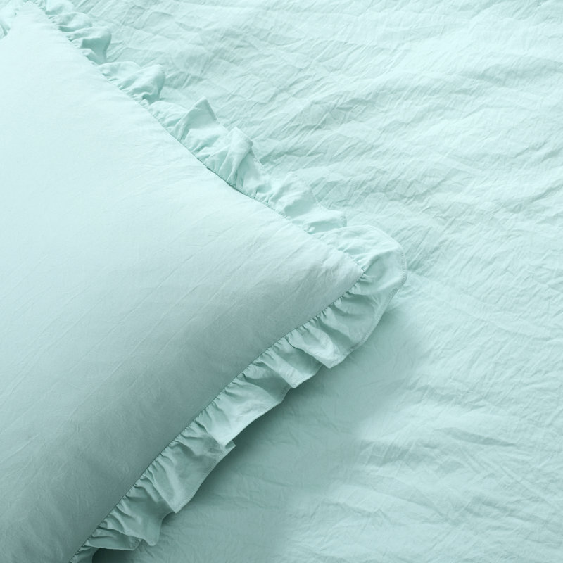Allison Ruffle Skirt Ruffle Skirt Bedspread Set, Aqua, Queen Bedspread + 2 Standard Shams
