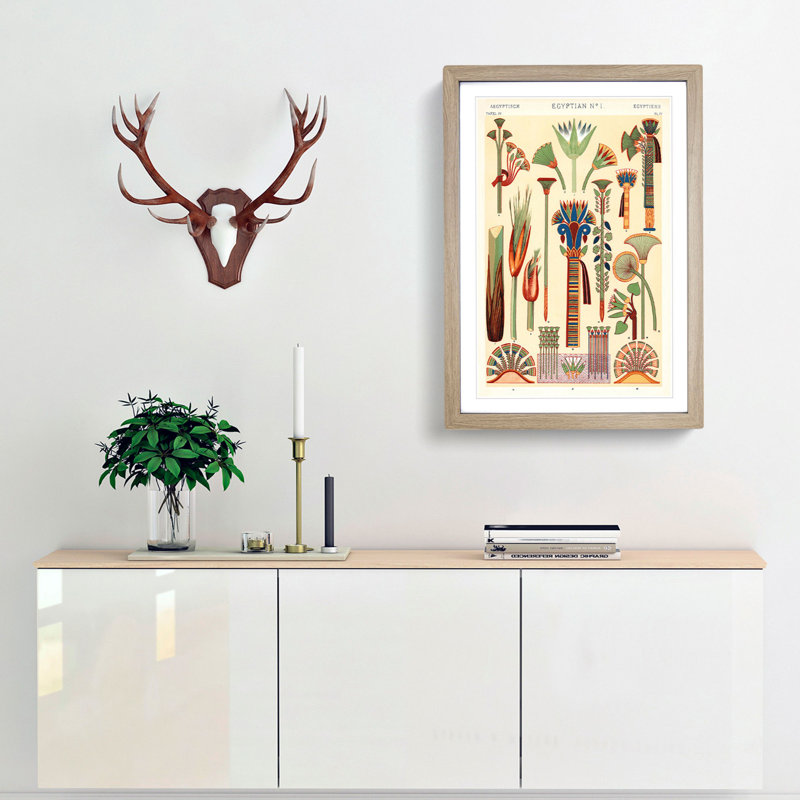 Egyptian Flowers by Owen Jones - Picture Frame Painting Print, Oak Framed, 65cm H x 48cm W x 2cm D