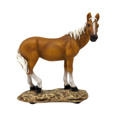 Resin Standing Sorrel Horse Figurine – Hand-Painted Collectible Sculpture for Home & Office Décor