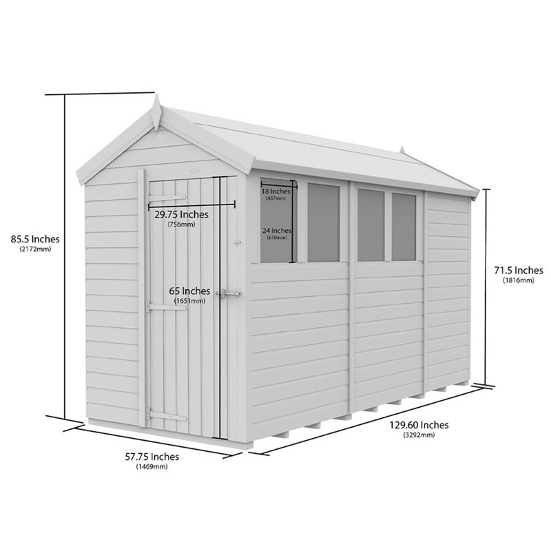 5ft x 11ft Apex Shed - Single Door with Windows