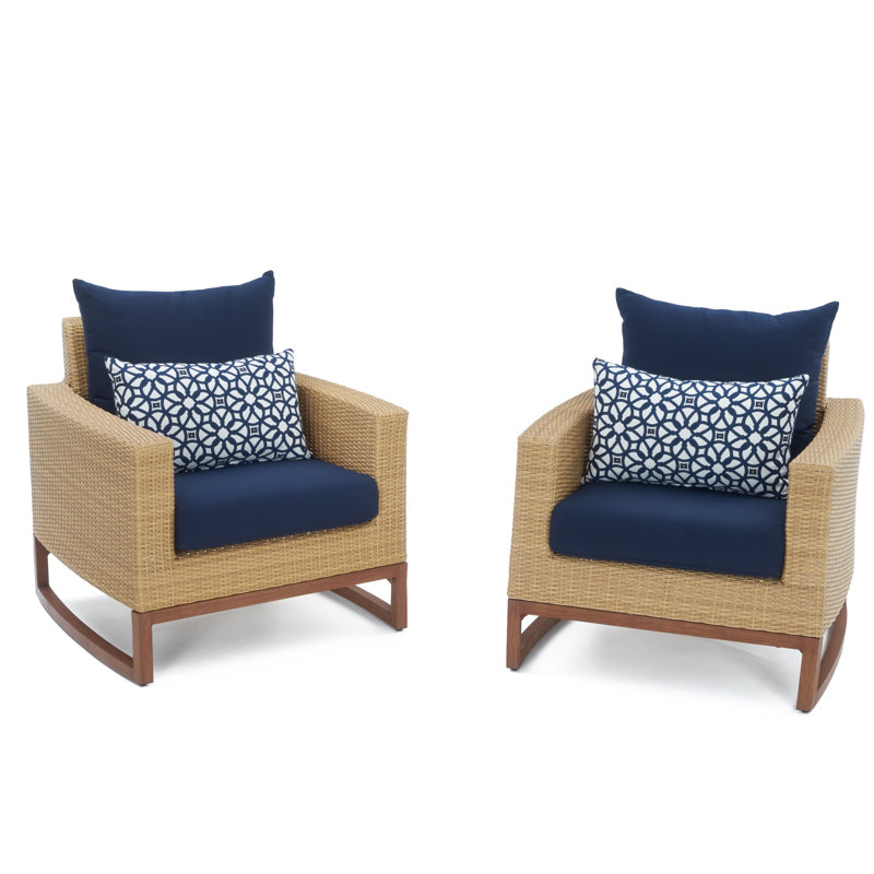 Chaise de patio avec coussins Sunbrella Tullio, Toile bleu marine Sunbrella®