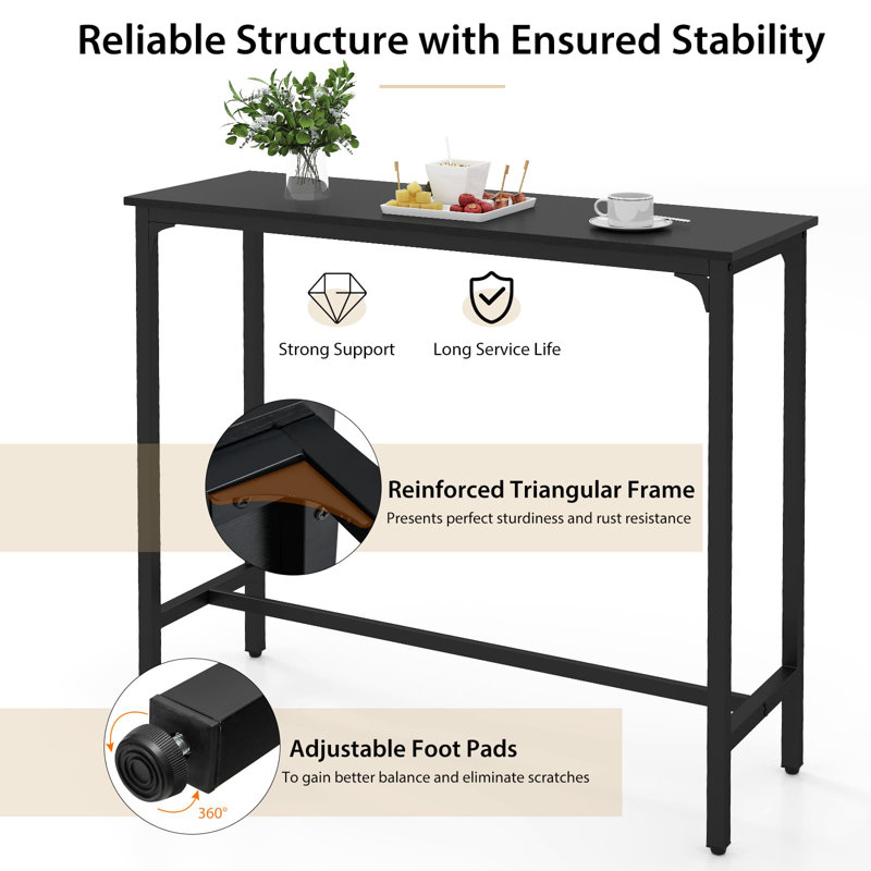 Metal Base Dining Table, Black