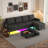 109" Sectional Couches For Living Room, 4 Seat Sectional Sofa With Rgb Light/Wireless Charging/Usb/Type-C-756190069