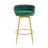 Swivel Counter Height Bar Stools Set Of 2, 31.5" Bar Height Stools With Hand-Woven Backrest & Gold Metal Legs, Modern Low Back Upholstered Kitchen Chairs With Footrest For Island, Dining Room,Green-1537592789