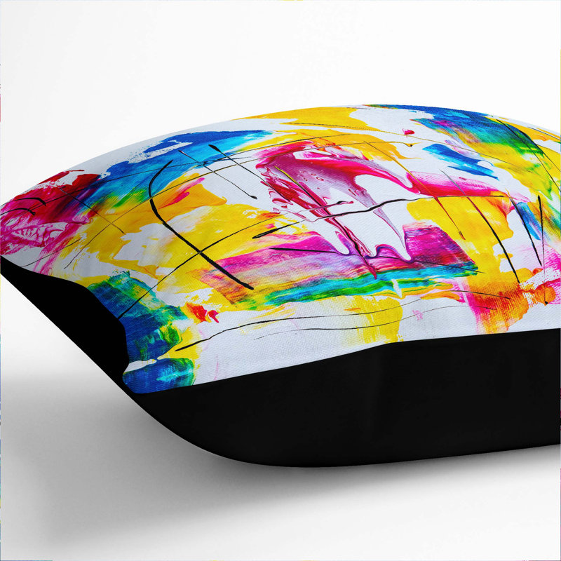 Abstract Square Throw Cushion, 55 x 55 cm, Black