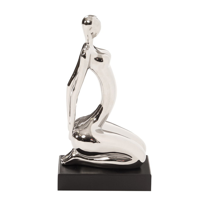Vandervort Modern Silver and Black Ustrasana Yoga Sculpture