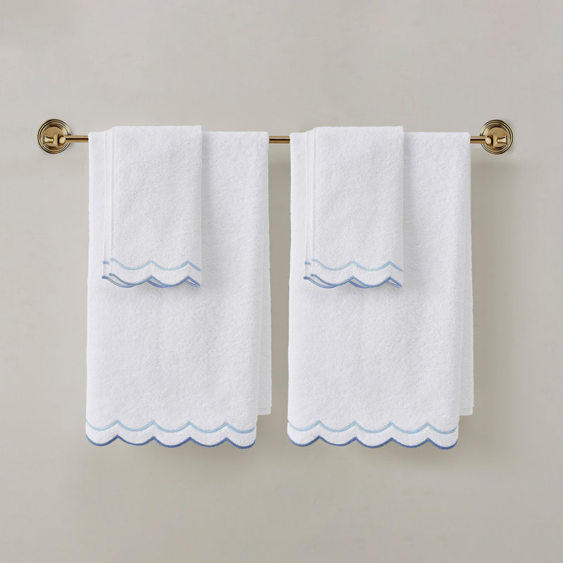 Peri Home Scallop 2 Bath + 2 Hand Towel Set, White