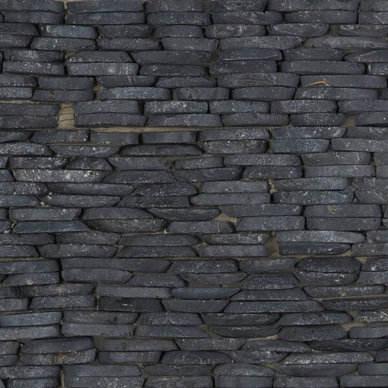 Nature Stacked Lovina Pebble Mosaic Tile, Black