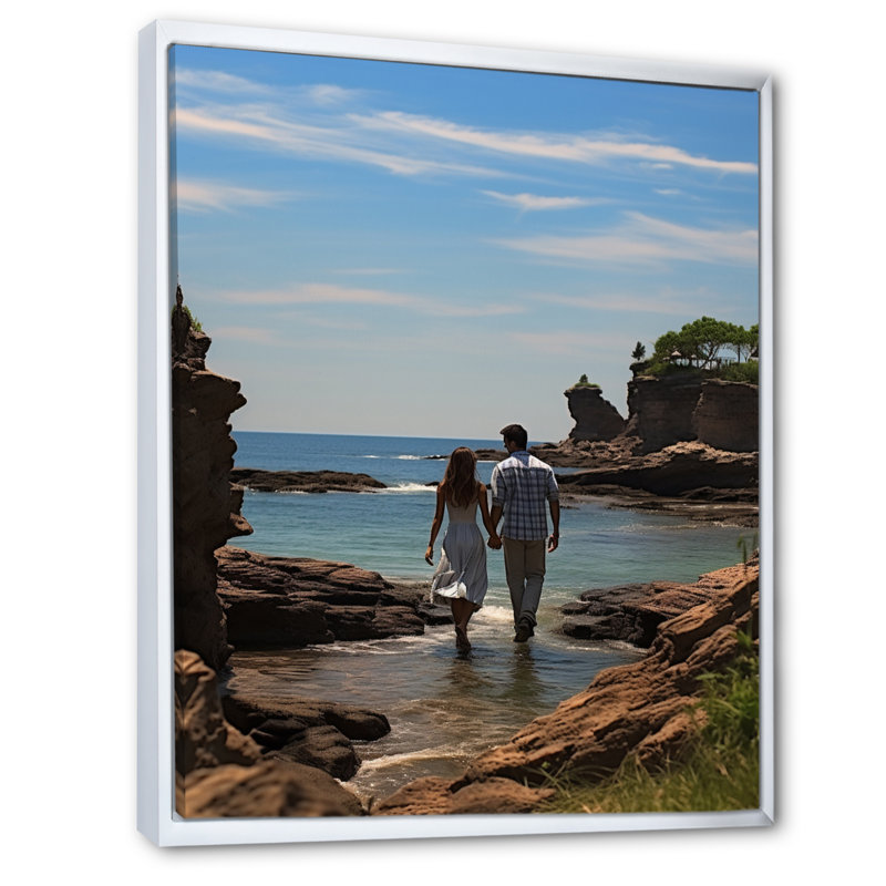 «Beach Photo Seaside Stroll I», reproduction d'art sur toile, H 20 po x l 12 po x P 1 po, Blanc