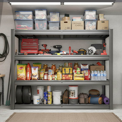 Heavy Duty 4-Tier Steel Shelves - Adjustable Storage Rack For Garage, Warehouse, Pantry,68" H x 68" W x 18" D