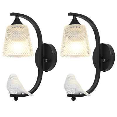 Oritse Plug-in Hardwired Dimmable Wall Sconce with Bulbs (Set of 2)