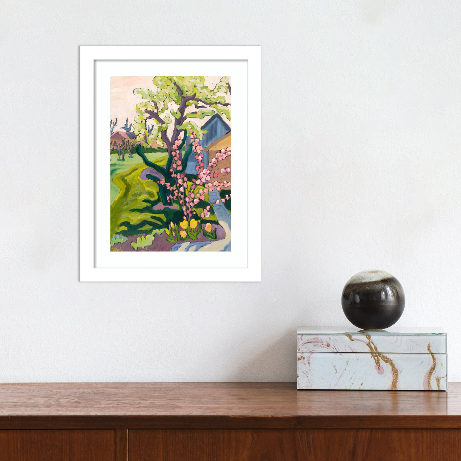 Garden in Dusk Light Print, White, 13" H x 10" W x 1" D