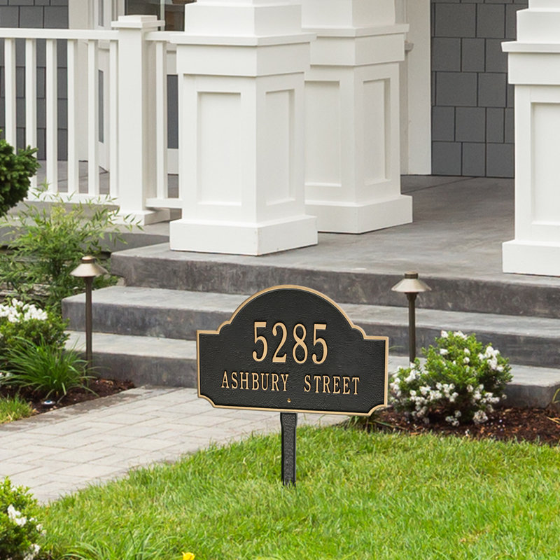 Fitzwilliams 2-Line Lawn Address Sign, Yes, Black/Gold