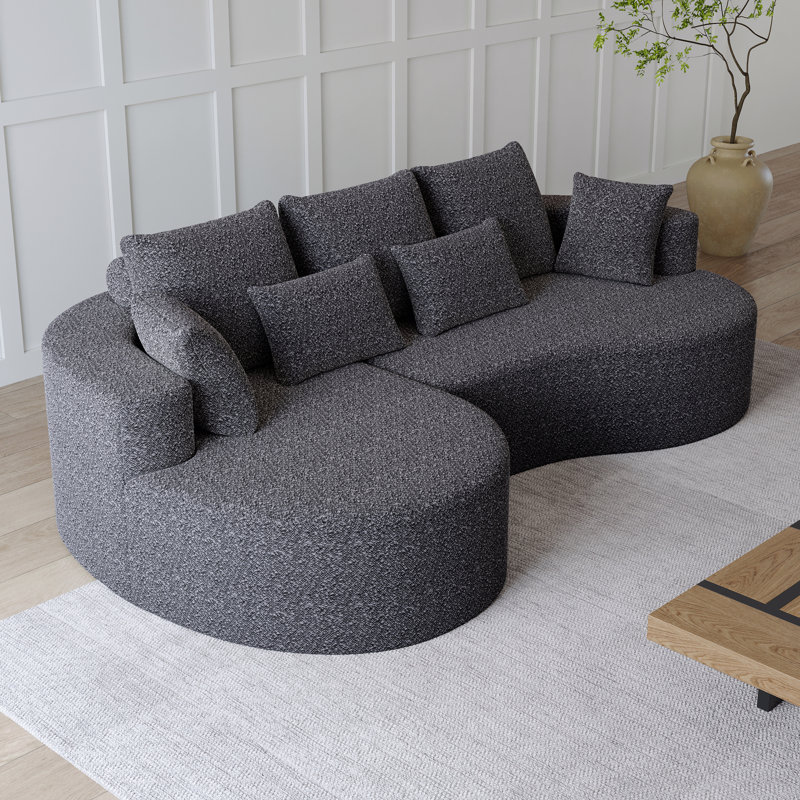Canapé modulaire surdimensionné rembourré Modern, Orienté à gauche (vu de face), Gris