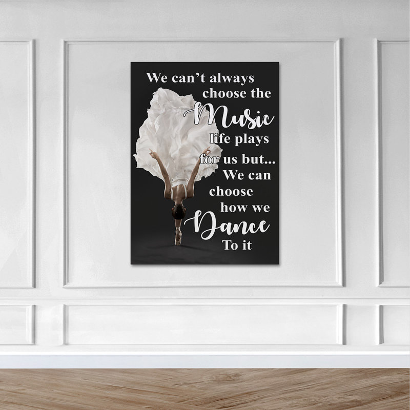 Ballet Girl In White sur fond noir - Art textuel sur toile tendue, H 36 po x l 24 po x P 2 po