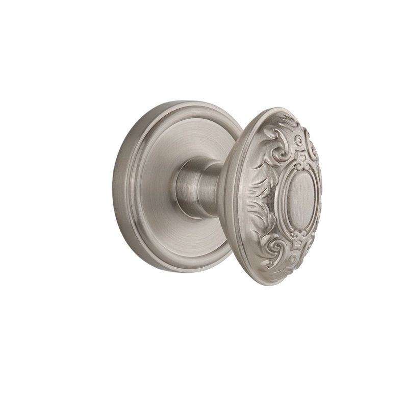 Grandeur Georgetown Rosette Double Dummy with Grande Victorian Door Knob, Satin Nickel