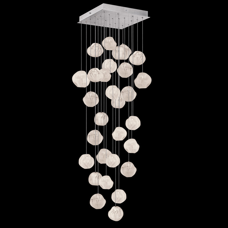 Luminaire suspendu carré 19 po Vesta, Argent, H 240 po x l 30 po