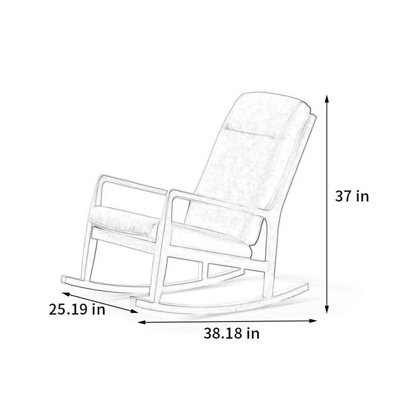 Chaise berçante en bois massif Modern Modern, Brun, Brun orangé